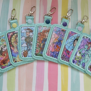 Stained Glass Character Rectangle Snap Tab Keychains