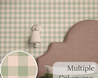 Wallpaper in classic buffalo plaid / Renter-friendly Gingham Check