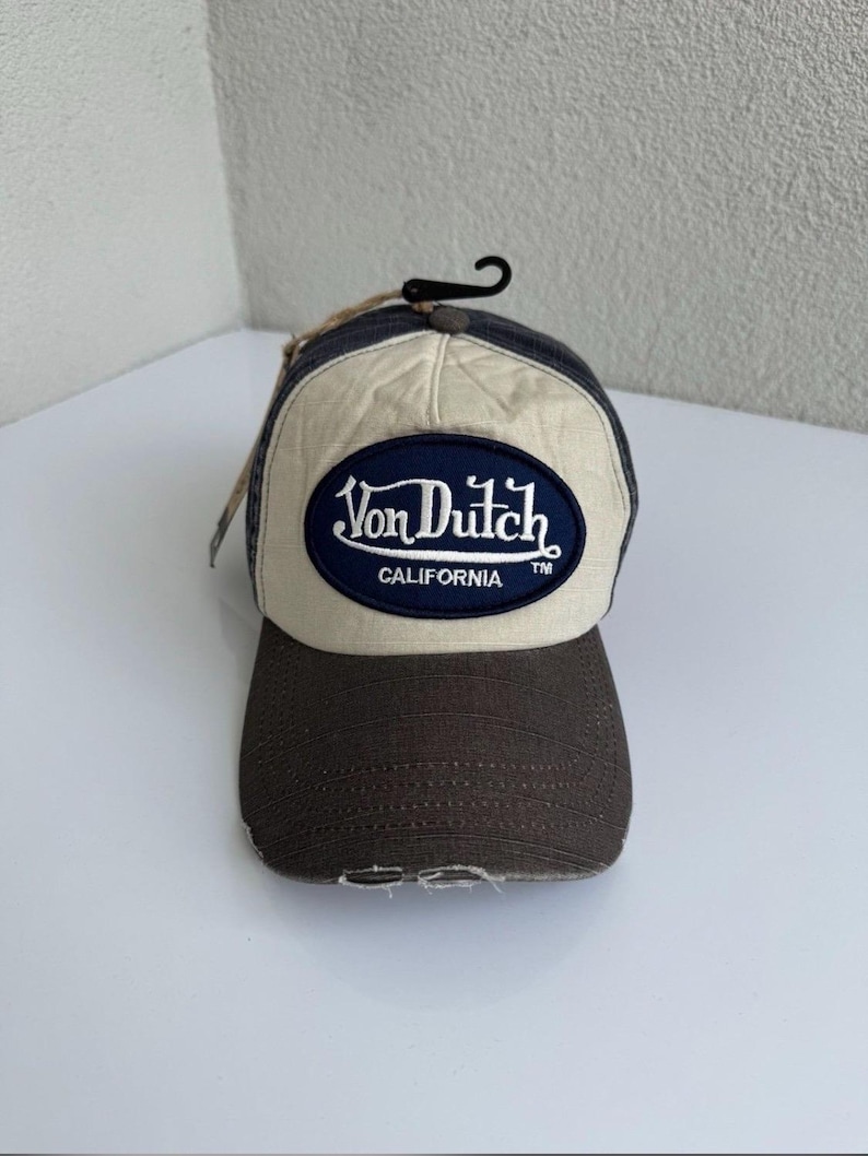 Von Dutch California Trucker Cap Disteressed Brown Cream Y2K Bild 1