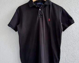 Polo Ralph Lauren Black Polo Red Logo Size M