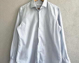 Ermenegildo Zegna Light Blue Striped Button Up Shirt