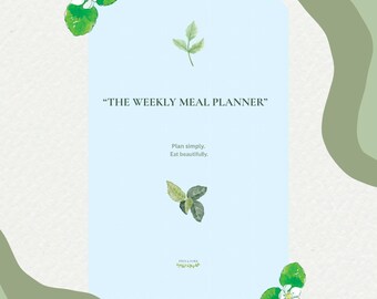 Weeky Meal Planner Printable | Grocery List Template | Kitchen Organizer PDF | Healthy Eating Tracker
