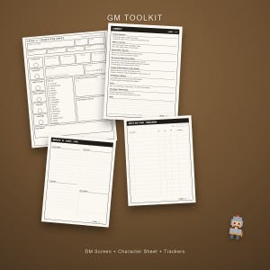 GM Toolkit Bundle: DM Screen, Character Sheet, Trackers (5e Compatible) (Digital Download)