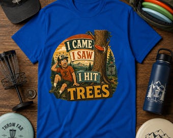 面白いディスクゴルフTシャツ、「木にぶつかるのを見に来た」、ゴルファーへのギフト