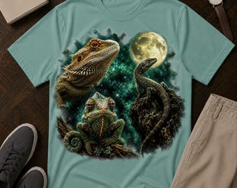 Echsen-Shirt, Kosmisches Reptilien-T-Shirt, Geschenkidee für Bartagamen und Chamäleons
