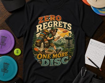 後悔ゼロ ディスクゴルフTシャツ | ヴィンテージディスクゴルファーデザイン