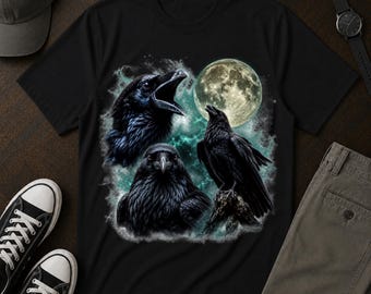 Raben-Shirt, Mond-Raben-T-Shirt