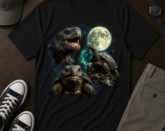 Drei Schildkrötenköpfe mit Mond T-Shirt