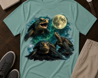 T-Shirt mit Meeresschildkröten im Mondlicht