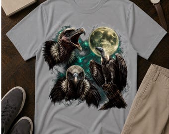 T-Shirt mit Geier- und Vollmondmotiv