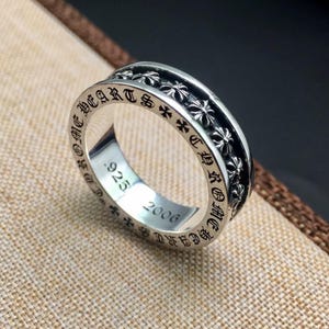 Gotisk 925 Silver Spinner Ring - Old English Cross Fidget Band Ring