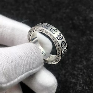 Gothic 925 Silber Schrift Ring - Altenglischer Schriftzug Spacer Band Bild 1