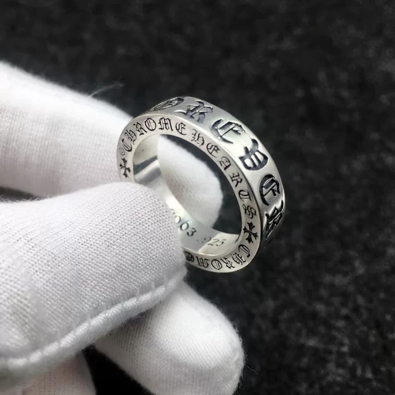 Gothic 925 Silber Schrift Ring - Altenglischer Schriftzug Spacer Band Bild 1