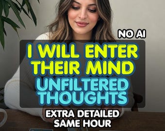 May include: A person wearing a cream-colored sweater sits at a wooden table with three tarot cards. Text overlays read: NO AI, I WILL ENTER THEIR MIND, UNFILTERED THOUGHTS, and EXTRA DETAILED SAME HOUR. The cards feature illustrations of figures and a sun.