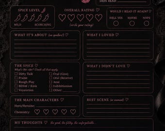 Smut Book Review Template | Romance Reading Journal (Digital Download)