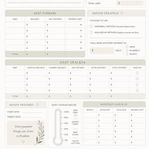 Debt Payoff Tracker Printable | Snowball Worksheet, Financial Goal Planner (PDF)