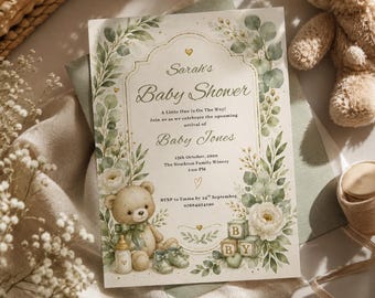 Invito per baby shower unisex a tema orsetto (SOLO DOWNLOAD DIGITALE)