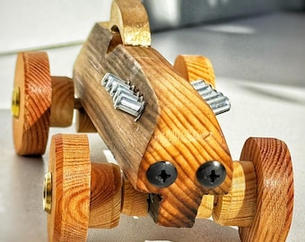Collectible Wooden Racer | Crafted from Reclaimed Window Frame Wood | Handmade Design Object | One of a Kind