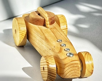 Collectible Wooden Racer | Reclaimed Spruce Wood | Handmade Design Object | Small Batch Wooden Car
