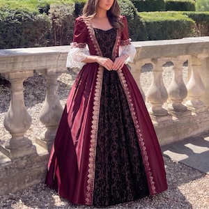 masquerade dress long sleeve Vintage Coffee Victorian Civil War Ballgown Women Long Sleeve Floor Length Masquerade Dress