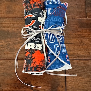Chicago Cubs and Bears Contoured Baby Burp cloth - set of 2