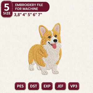 Corgi Dog Embroidery Design, Cute Pet Machine File, Dog Lover Stitch Pattern