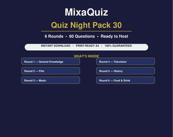 Paquete de preguntas y respuestas para noche de preguntas: 30/60 preguntas imprimibles en PDF / Descarga del juego de preguntas y respuestas