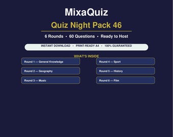 Paquete de preguntas y respuestas para noche de preguntas: 46/60 preguntas imprimibles en PDF / Descarga del juego de preguntas y respuestas