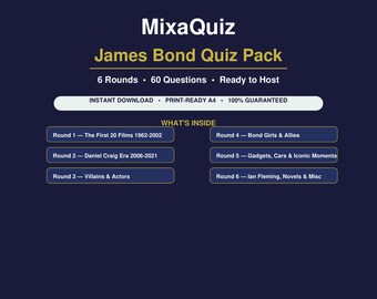 James Bond Quiz Pack | 60 Hard Questions PDF | 007 Diehard Fan Quiz