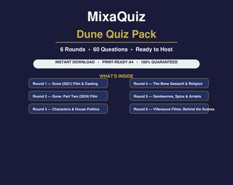 Dune Quiz Pack | 60 Hard Trivia Questions PDF | Diehard Fan Quiz Night