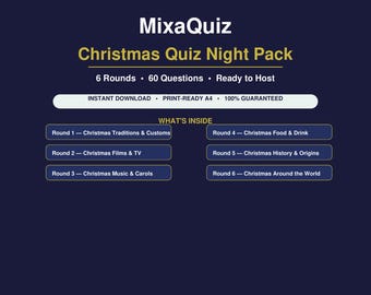 Christmas Pub Quiz Night Pack | 60 Printable Questions PDF | Festive Trivia Game Download