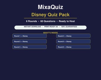 Disney Quiz Pack | 60 Questions PDF | Classic Animation Trivia