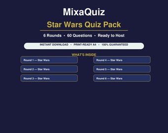 Star Wars Quiz Pack | 60 Questions PDF | Saga Trivia Game Night