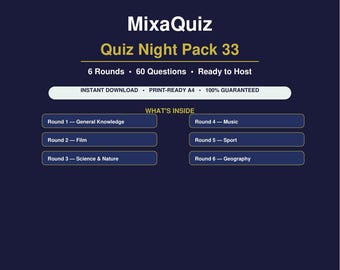 Paquete de preguntas y respuestas para la noche: 33/60 preguntas imprimibles en PDF / Descarga del juego de preguntas y respuestas
