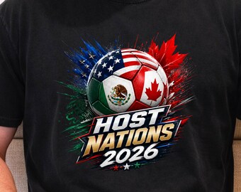 Host Nations 2026 Soccer Fan T-Shirt, USA Mexico Canada Football Tee S-3XL