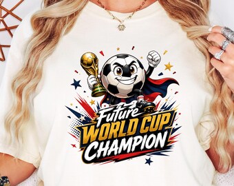 Cartoon Soccer Champion Shirt, Future World Cup Fan Tee S-3XL