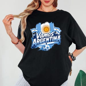 Vamos Argentina Soccer Shirt, Argentina Football Fan Tee, Blue White World Cup Graphic S-3XL image 8