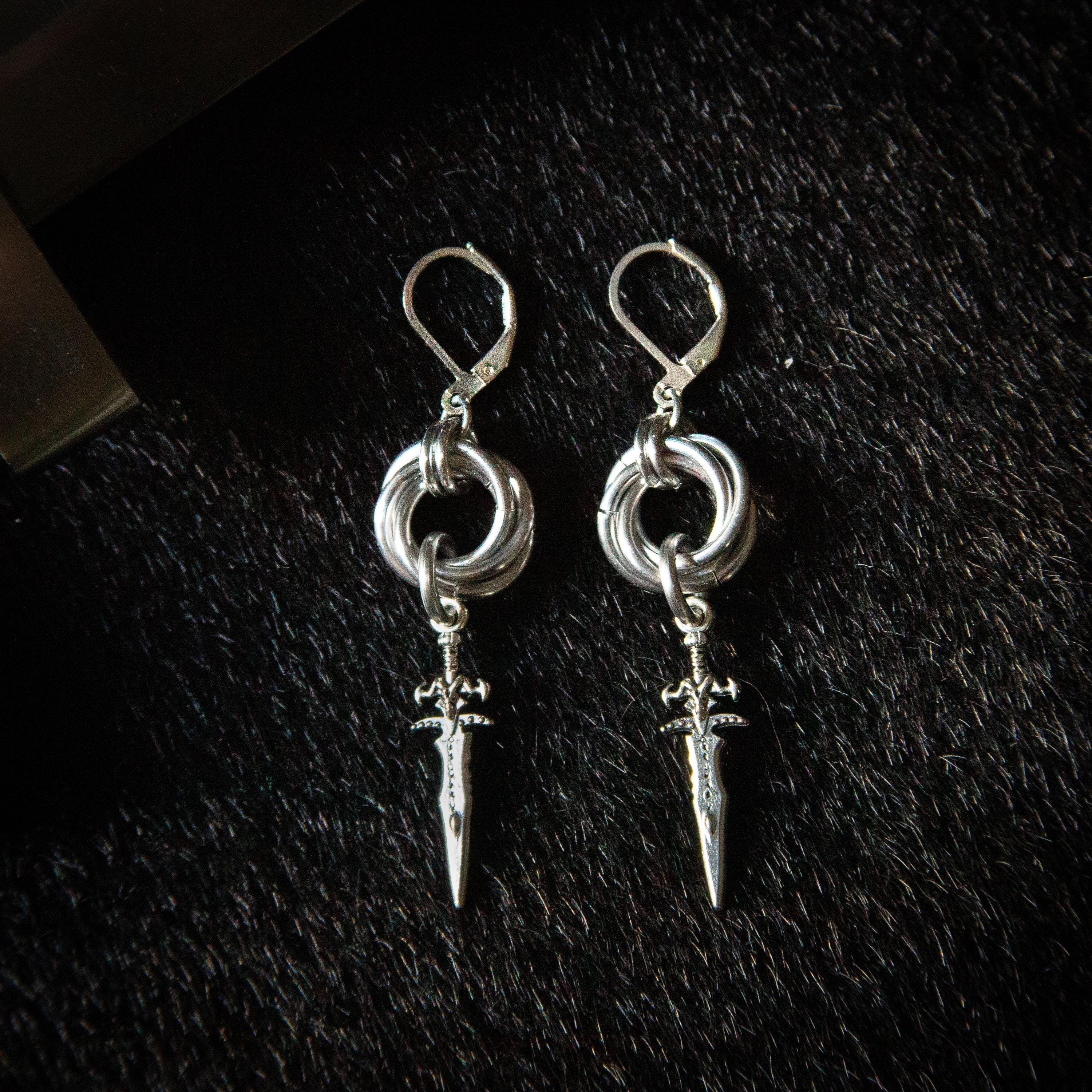 Sword Mobius Ring Chainmaille Earrings - Etsy UK