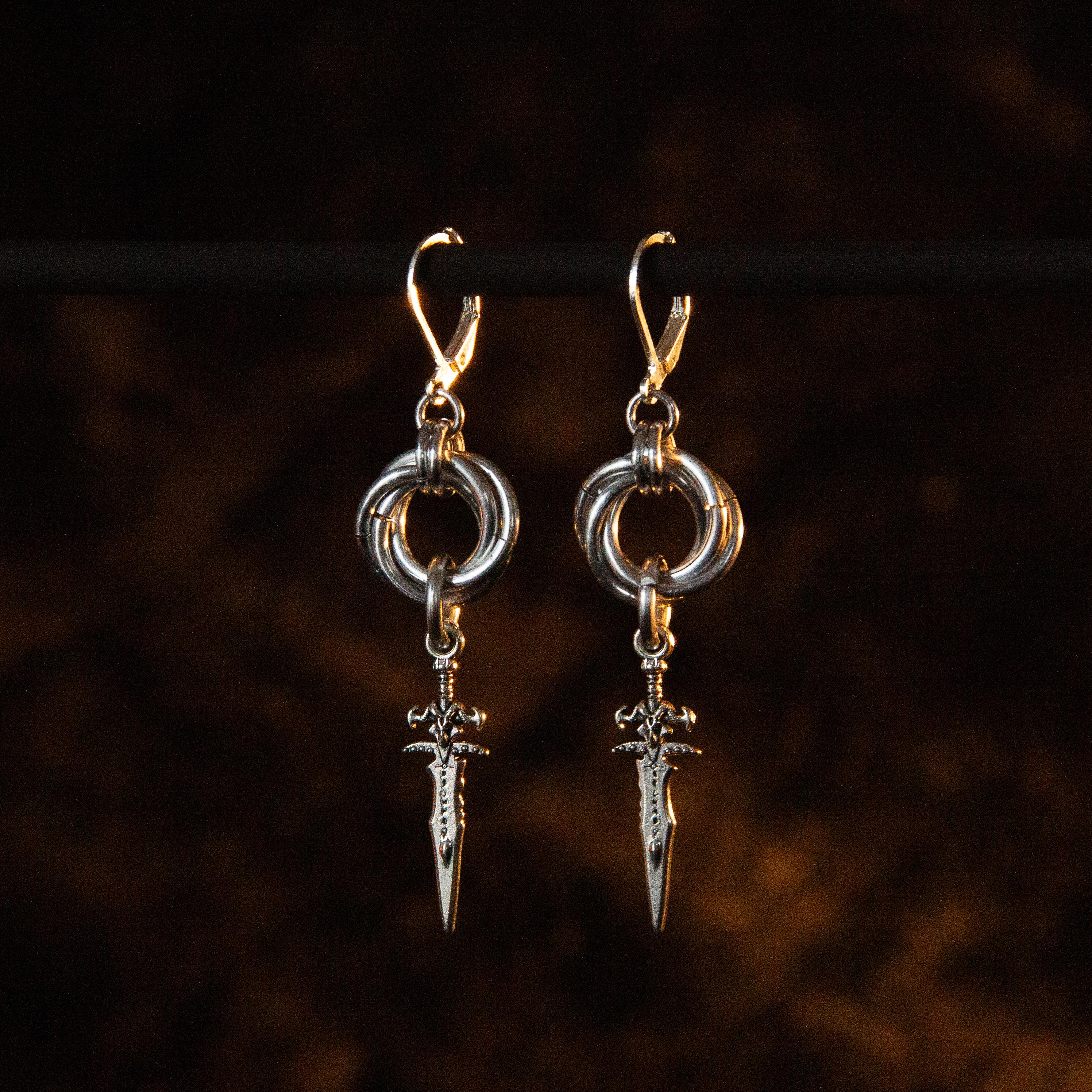 Sword Mobius Ring Chainmaille Earrings - Etsy UK