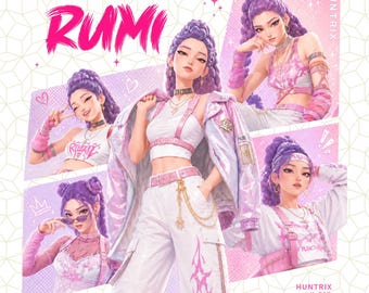 Rumi Huntrix PNG, Kpop Demon Hunters PNG, Anime Kpop , Rumi Clipart, Kpop Girl PNG, Digital Download