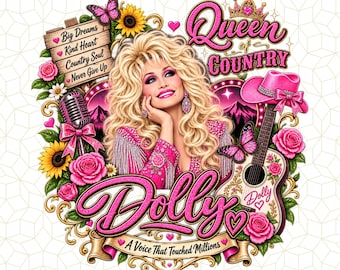 Tributo a Dolly Parton PNG, diseño de la Reina del Country, música country PNG, sublimación de vaquera del oeste, diseño de camisa country rosa