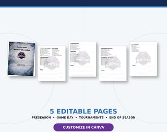 Checklist voor de manager van een jeugdhockeyteam, bewerkbaar Canva-sjabloon van 5 pagina's