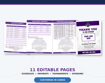 Formulieren voor de manager van een hockeyteam | 11 bewerkbare Canva-sjablonen | Schema's, betalingen, toernooi- en sponsorformulieren