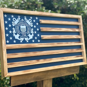 Custom Challenge Coin Flag, Military Flag, Personalized Flag, Military Gift, American Flag, Framed Flag, Coast Guard Gift, Coin Display