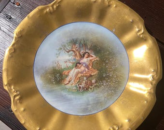 Bord klein decoratief Limoges France porselein goud