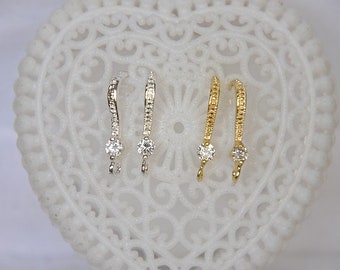 20 pcs Gold / Silver Rhinestone Earring Findings -  Sparkly Crystal Earring Supplies for DIY Jewelry making