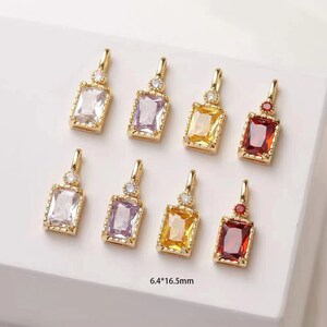 4pcs Crystal Glass Connectors | Rhinestone rectangular Faceted Pendants with Brass Findings for Jewellery Crafting