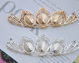 Metal Headband Blanks, Gold Tone brass Hairband Bases for DIY Bridal and Everyday Hairpieces (2pcs)
