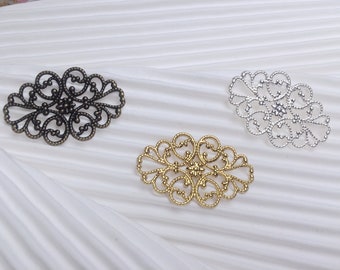 Oval Filigree Connectors, Assorted Metal Lace Pendants for Statement Earring and Bracelet Making 10pcs