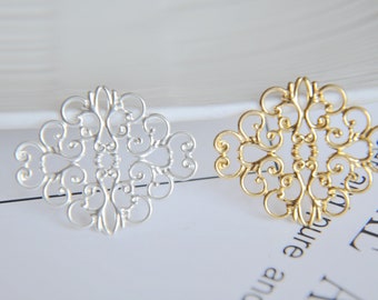 Diamond Filigree Connectors - Gold  Silver Plated brass stamping for DIY Jewelry 10pcs